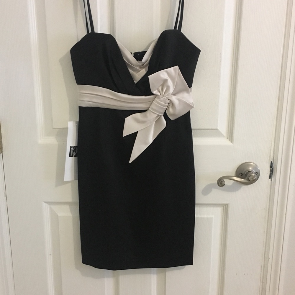 BCBG Black & Ivory Strapless Cocktail Dress (New)